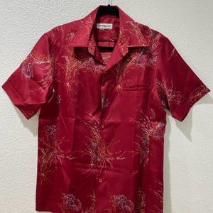 Vintage Polyester Tori Richard Aloha Shirt - Red Wheat
